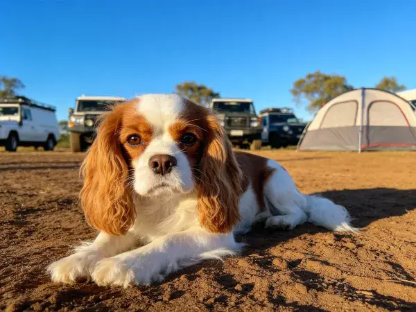 查理王小猎犬露营场地特写