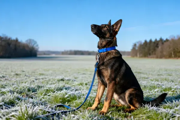 德国牧羊犬凝望天空瞬间