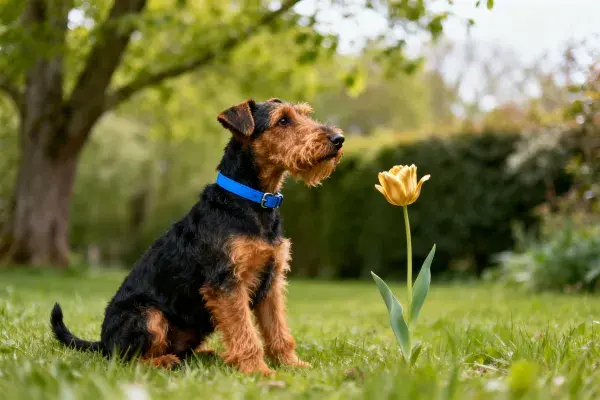 户外草地上的艾尔西尔梗犬