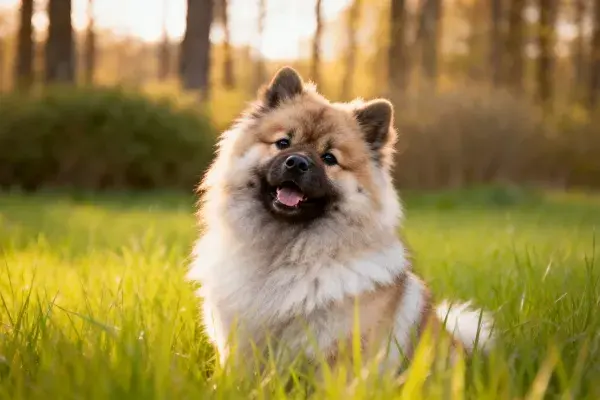 森林草地中凯利蓝梗犬的特写
