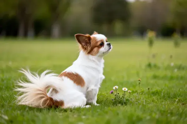 草地上的吉娃娃犬特写