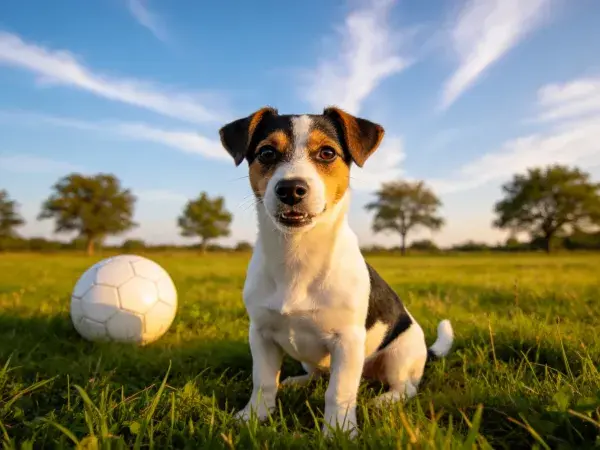 草地上的杰克罗素梗犬坐姿