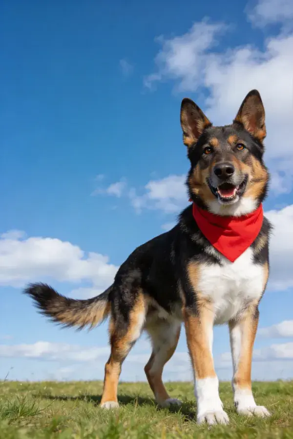 德国牧羊犬站立于草地