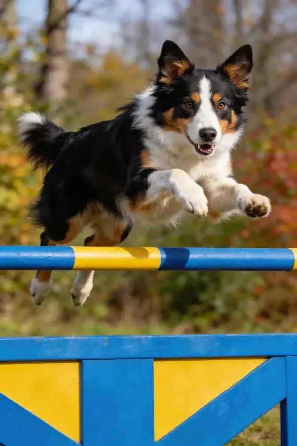 边境牧羊犬跳跃障碍物