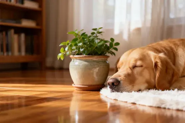 金毛寻回犬室内安静休息场景