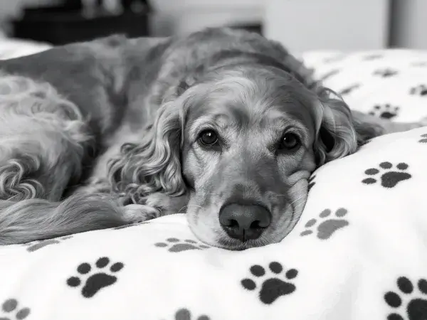 室内软垫上休息的可卡犬