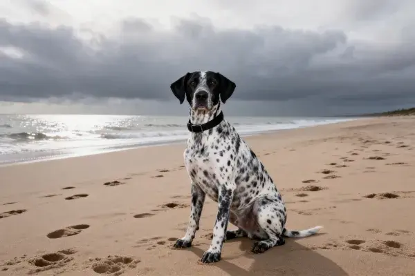 沙滩上的达尔马提犬场景