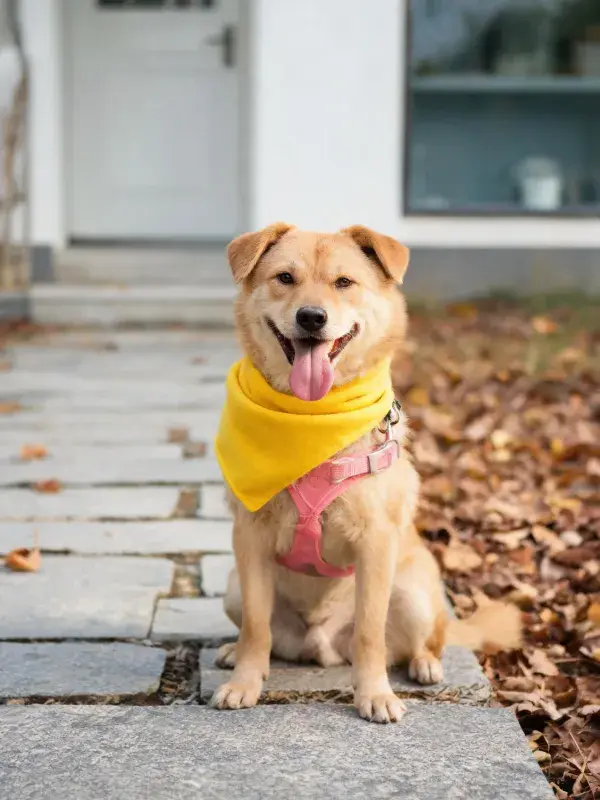 浅棕色混血犬安静坐着