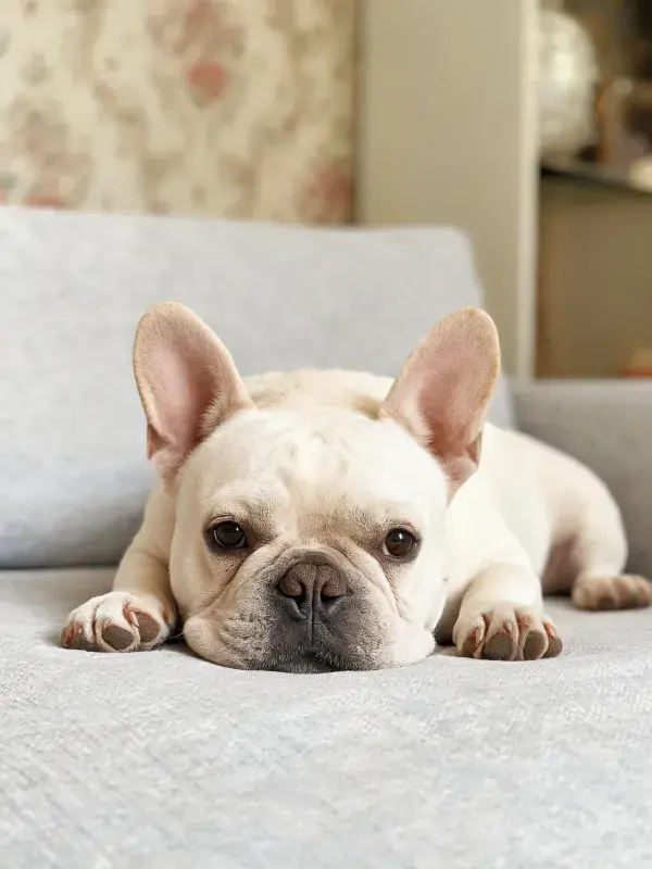静卧沙发上的法国斗牛犬
