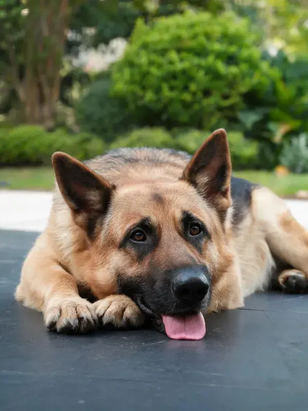 户外草坪上的德国牧羊犬
