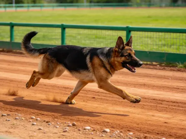红土赛道上的德国牧羊犬