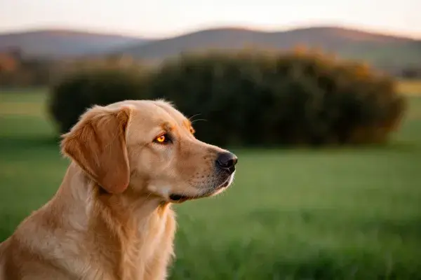金毛寻回犬野外侧影特写