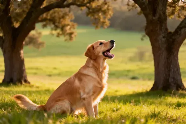 金毛寻回犬草地姿态特写