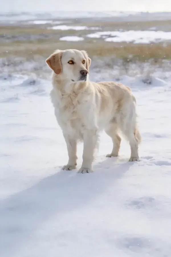 金毛寻回犬雪地观察姿态