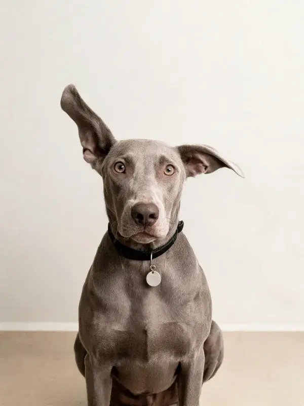 静态拍摄下的魏玛猎犬肖像