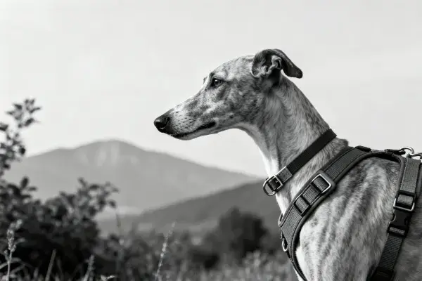 山地环境中的灵缇犬特写