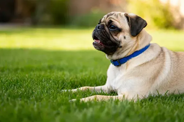 巴哥犬在草地上的特写镜头
