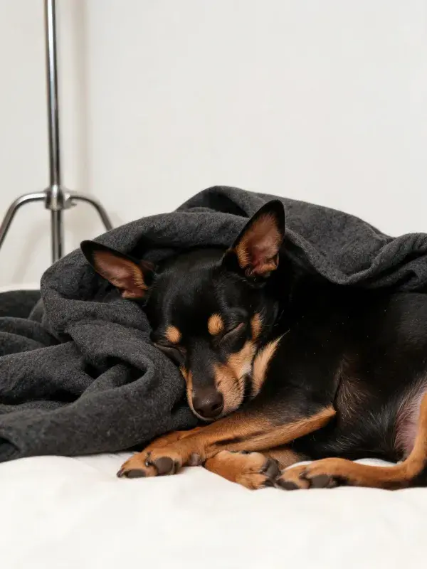 小型犬种特写展现被毯覆盖状态