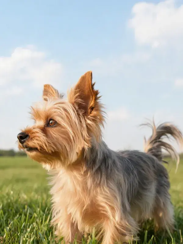 青草地上的丝毛梗犬特写