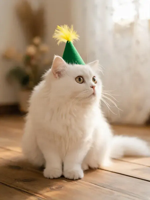 木质地板上的英国短毛猫