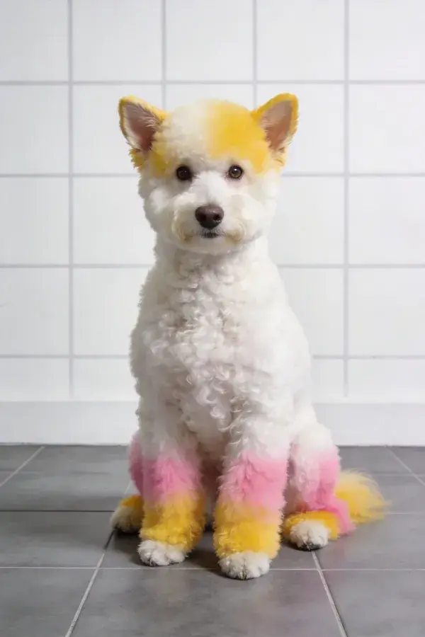 彩色染发的贵宾犬特写