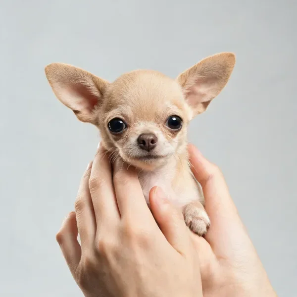 双手托举的小型吉娃娃犬
