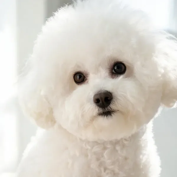 特写拍摄白色卷毛西施犬