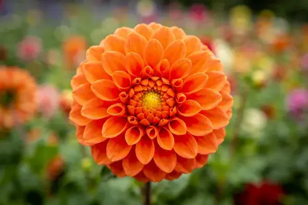 花园内近景拍摄的大丽花