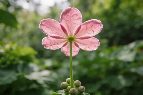 五瓣粉花特写展现花瓣质感