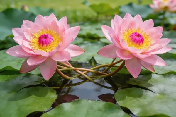 荷花双瓣特写展现生长状态