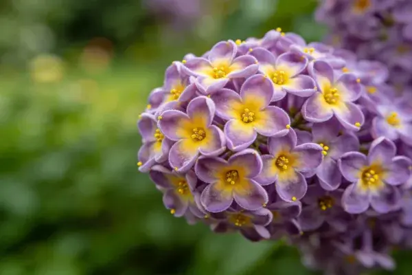 露天花园中蓝花醉鱼草花簇特写