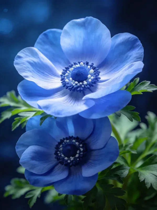 深蓝色洋牡丹花特写镜头