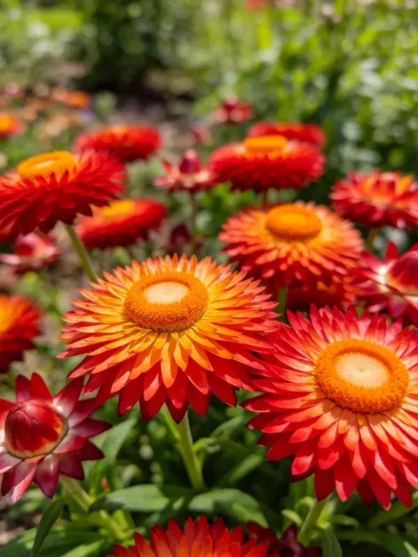 花园中的麦秆菊群落景象