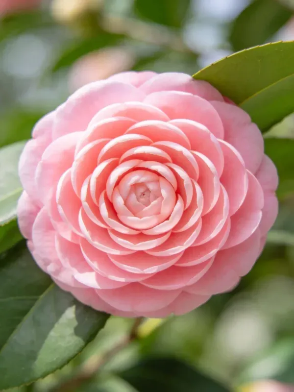 山茶花花瓣特写呈现层叠之美