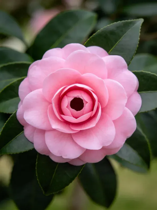 山茶花花瓣特写展现细腻纹理