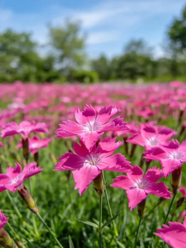 中国石竹花田特写场景