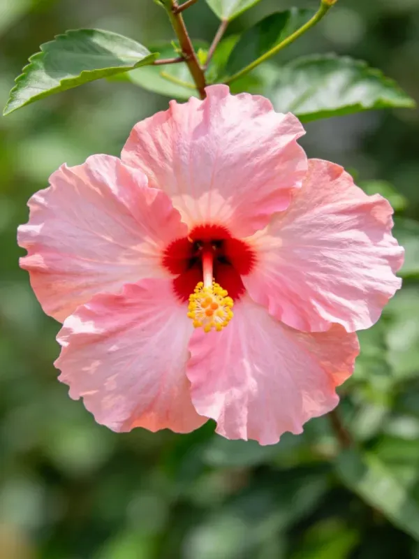 特写拍摄粉红色朱槿花