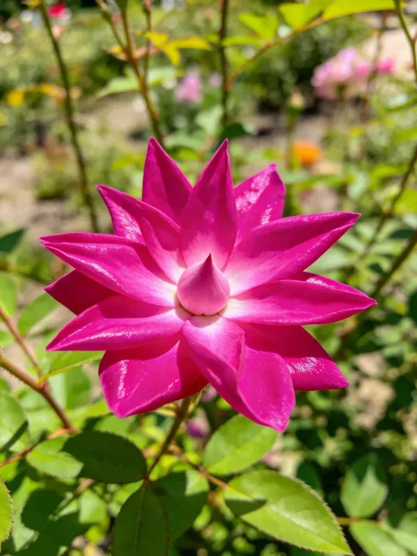 星形玫瑰在花园中的特写镜头