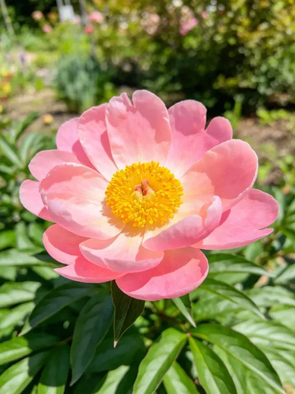 花园里粉色牡丹的特写镜头