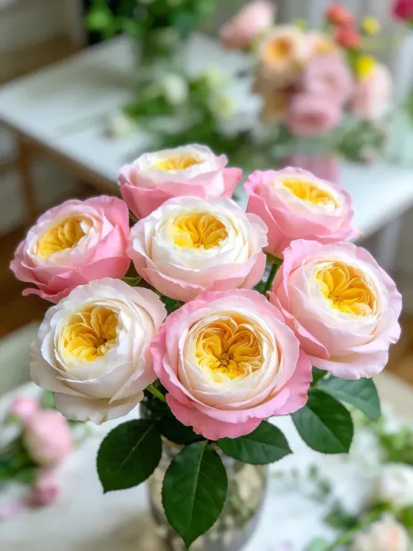 英式玫瑰花束特写镜头