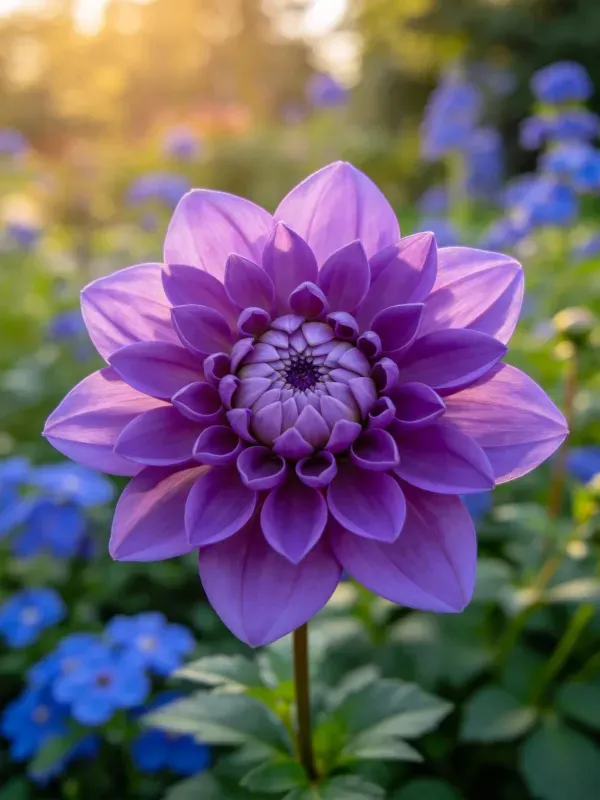 紫色大丽花在花园中绽放