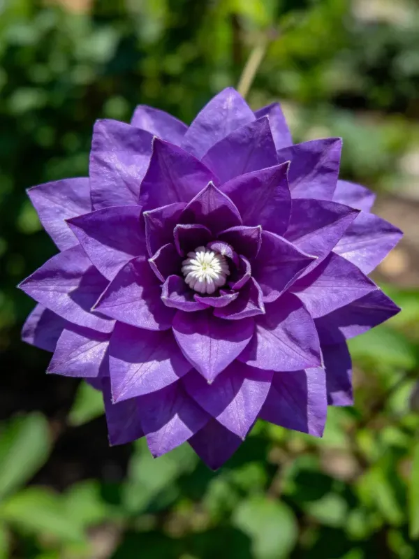 星形铁线莲展现深紫色星状花瓣与白色花蕊的独特组合。