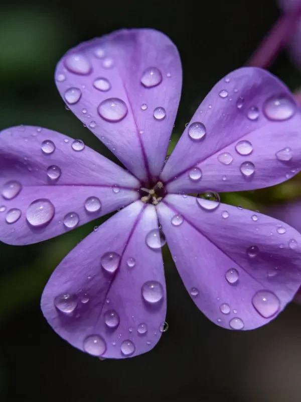 紫色带露水的石竹花特写