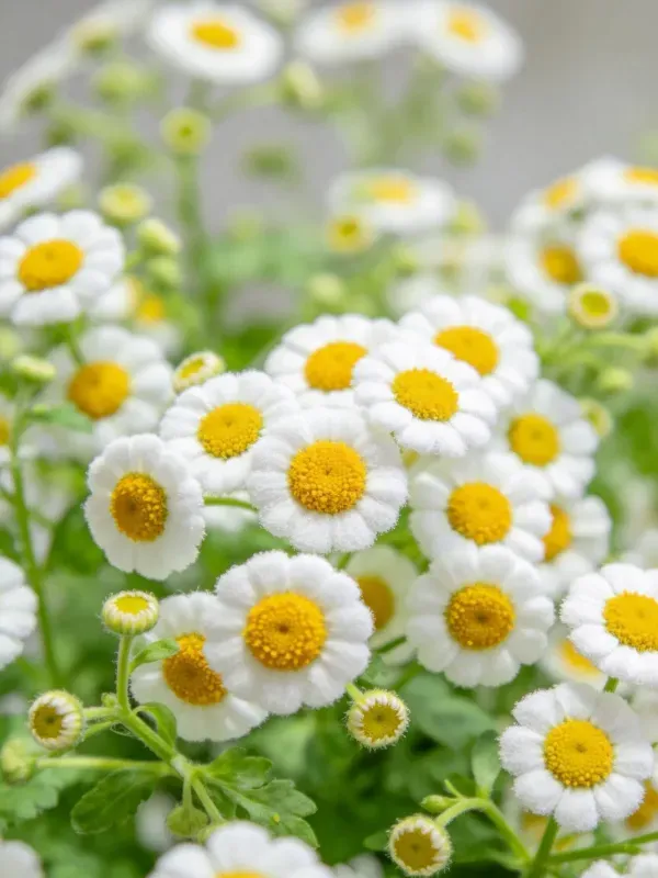 清新花园里的洋甘菊特写场景