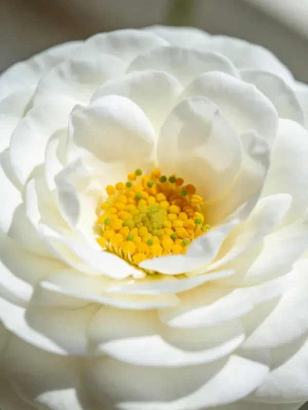 近距离拍摄白色层叠花瓣的花朵
