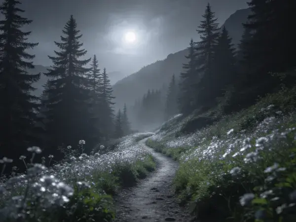 山地森林雾境步道场景