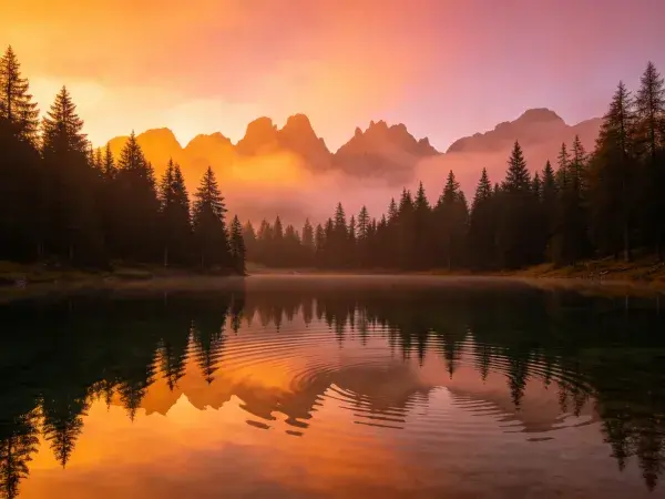 阿尔卑斯山地森林湖泊景观