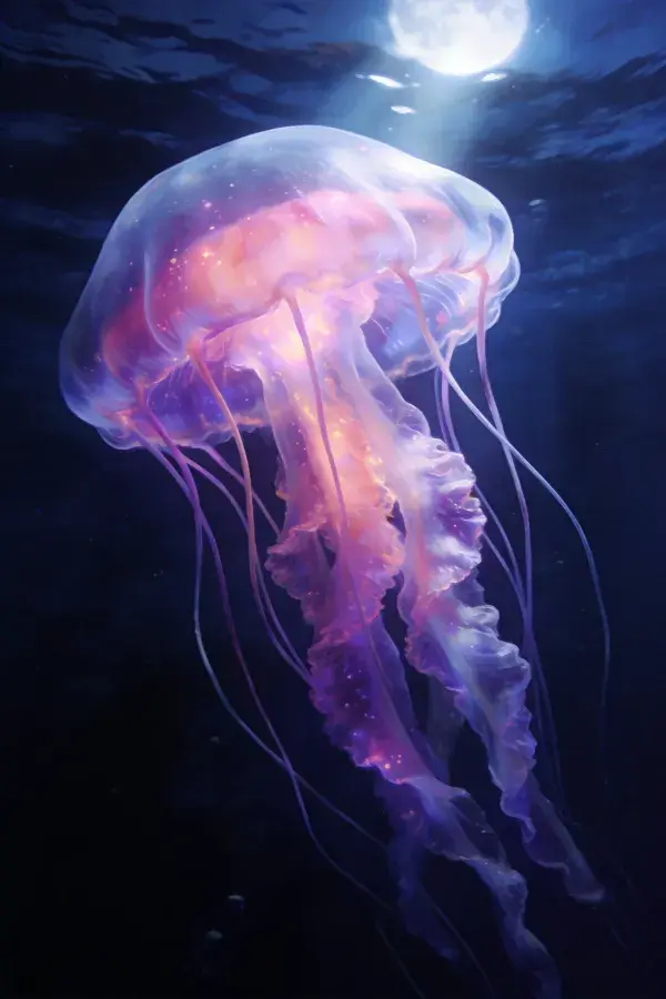 水下月光下水母的流动瞬间