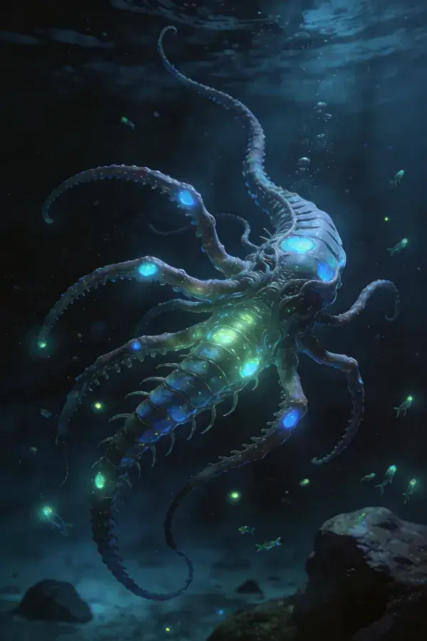 深海幽暗环境中发光奇异生物