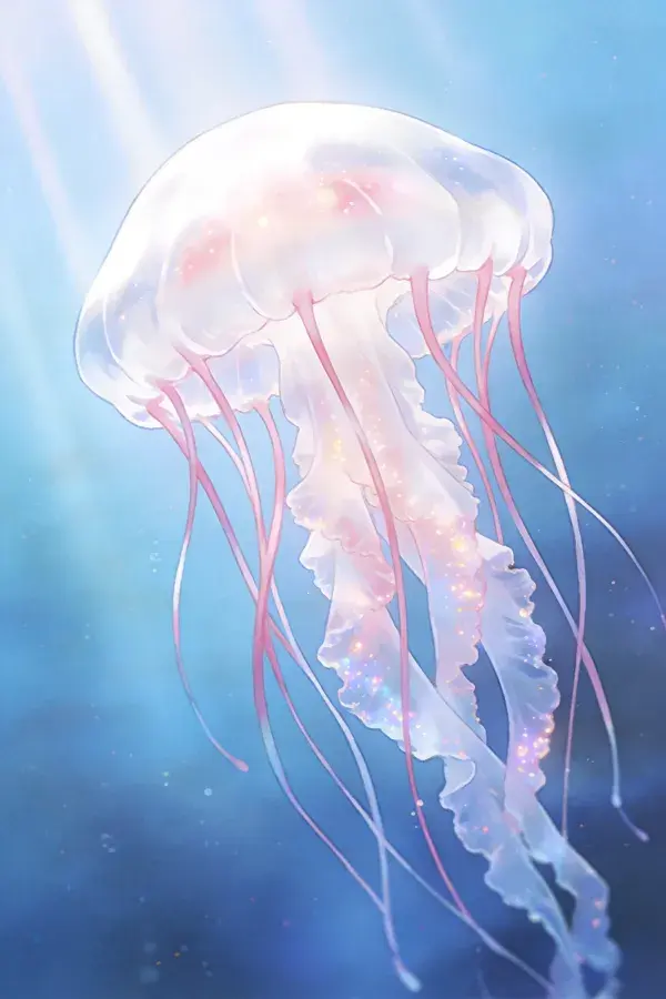 透明水母在海水中漂浮
